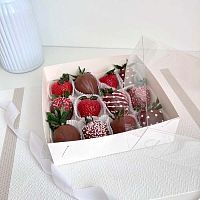 Коробка для десертов с пласт. крышкой, белая 20*20*6см