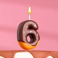 Свеча цифра "6" Шоколадная глазурь 7см
